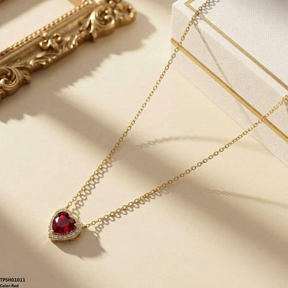 TPSH01011 TNR Stainless Steel Zircon Heart Pendant - TPSH