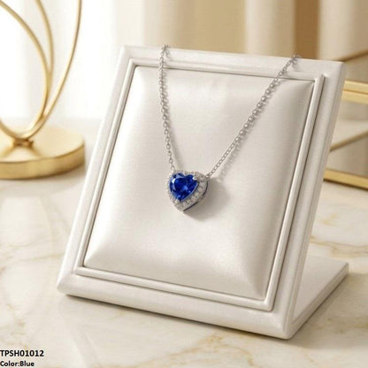 TPSH01012 TNR Stainless Steel Zircon Heart Pendant - TPSH