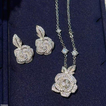 TPSH01014 CJD Flower Zircon Pendant Set - TPSH