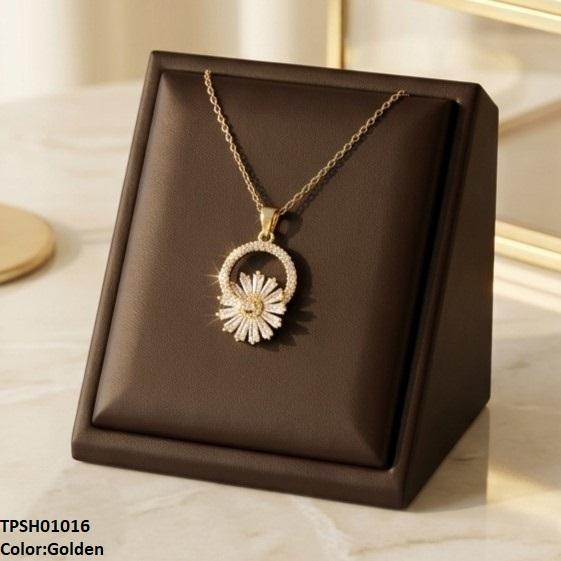 TPSH01016 TNR Stainless Steel Zircon Round Pendant - TPSH
