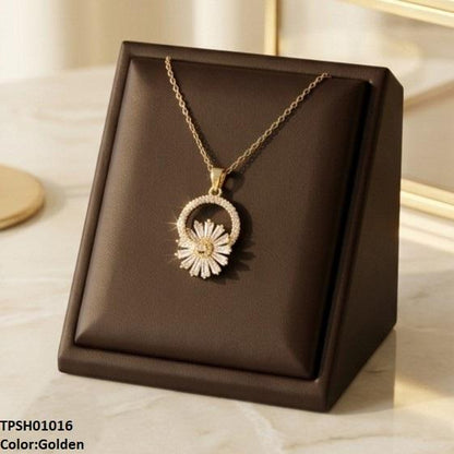 TPSH01016 TNR Stainless Steel Zircon Round Pendant - TPSH