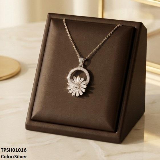 TPSH01016 TNR Stainless Steel Zircon Round Pendant - TPSH