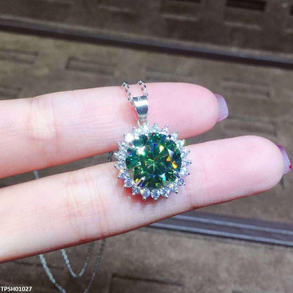 TPSH01027 KRL Round Green Stone ZIRCON Pendant - TPSH