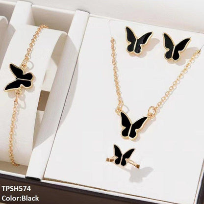 TPSH574 ZXS Painted Butterfly Pendant Set