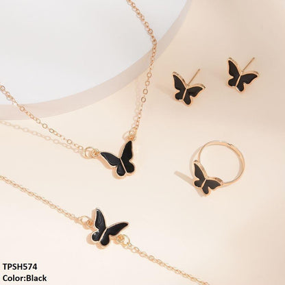 TPSH574 ZXS Painted Butterfly Pendant Set
