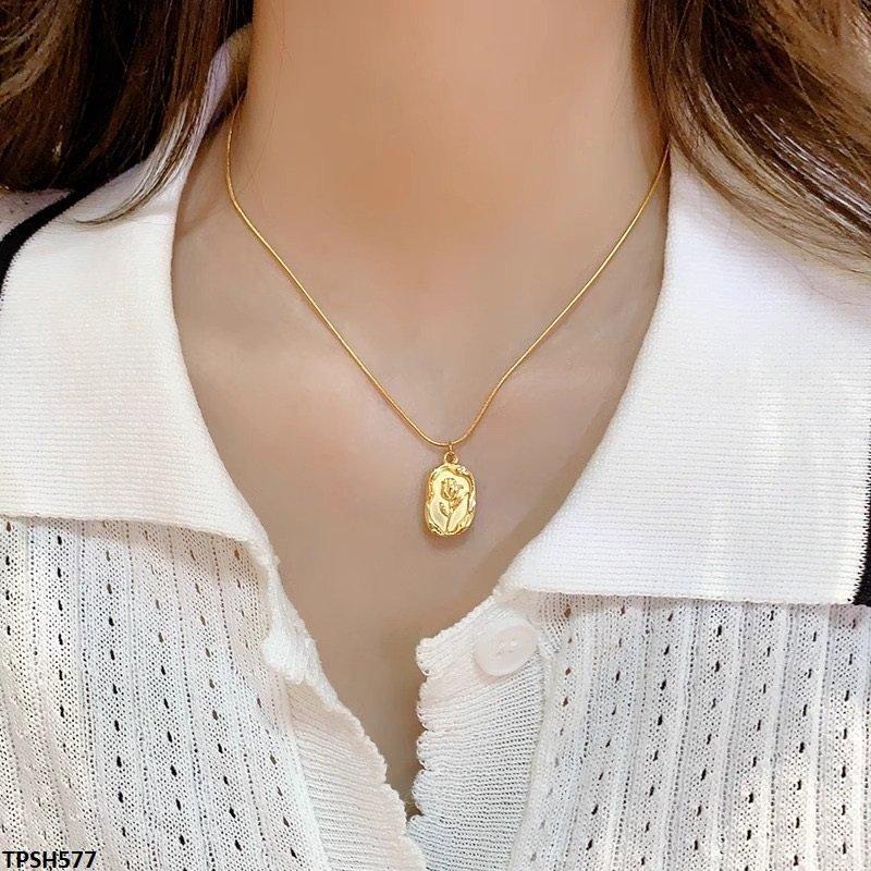 TPSH577 DGF Printed Flower Stainless Steel Pendent