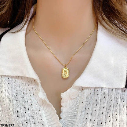 TPSH577 DGF Printed Flower Stainless Steel Pendent