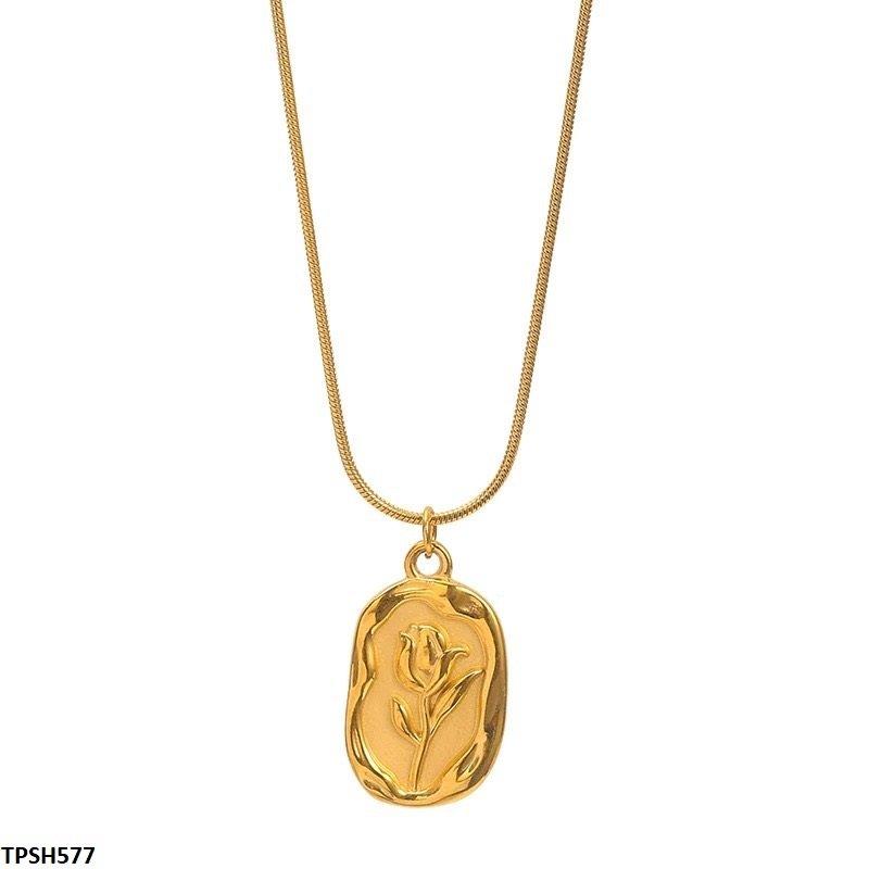 TPSH577 DGF Printed Flower Stainless Steel Pendent