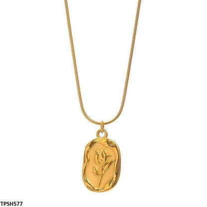 TPSH577 DGF Printed Flower Stainless Steel Pendent
