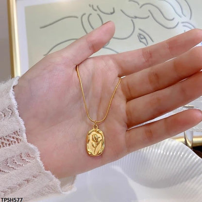 TPSH577 DGF Printed Flower Stainless Steel Pendent