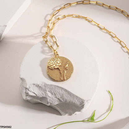 TPSH582 QWN Coin Flower Pendent