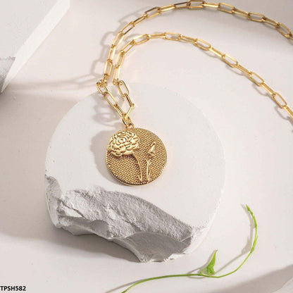 TPSH582 QWN Coin Flower Pendent