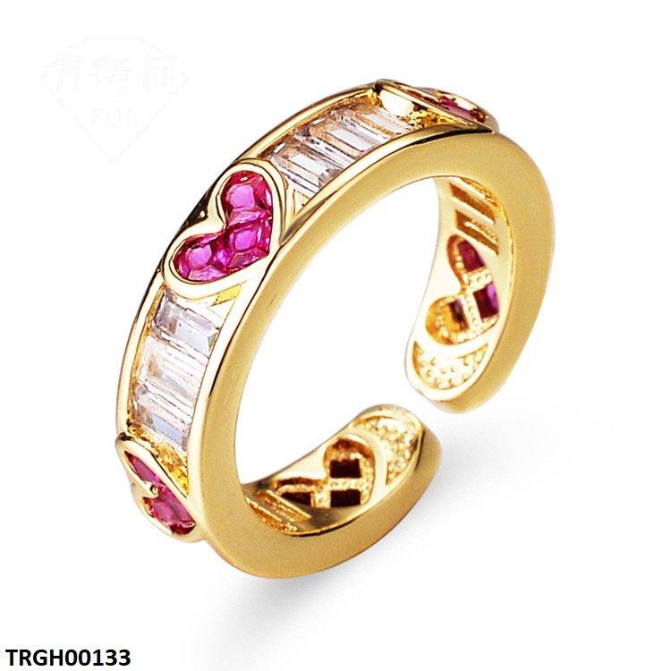 TRGH00133 ZFQ Heart Painted Ring Adjustable - TRGH