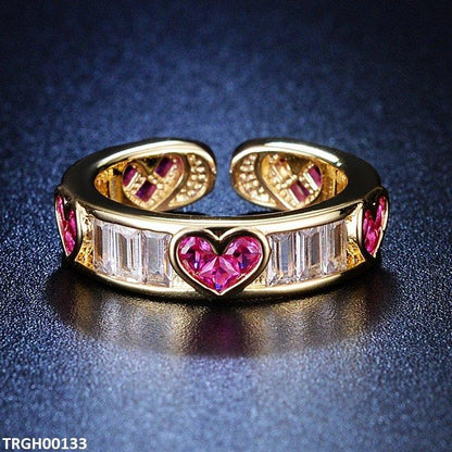 TRGH00133 ZFQ Heart Painted Ring Adjustable - TRGH