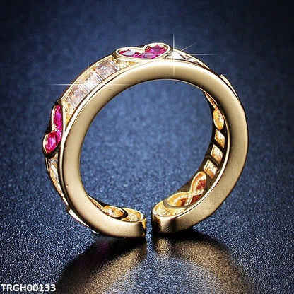 TRGH00133 ZFQ Heart Painted Ring Adjustable - TRGH