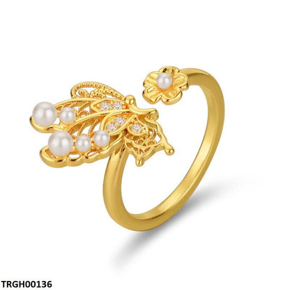 TRGH00136 ZFQ Butterfly  Flower Ring Adjustable - TRGH