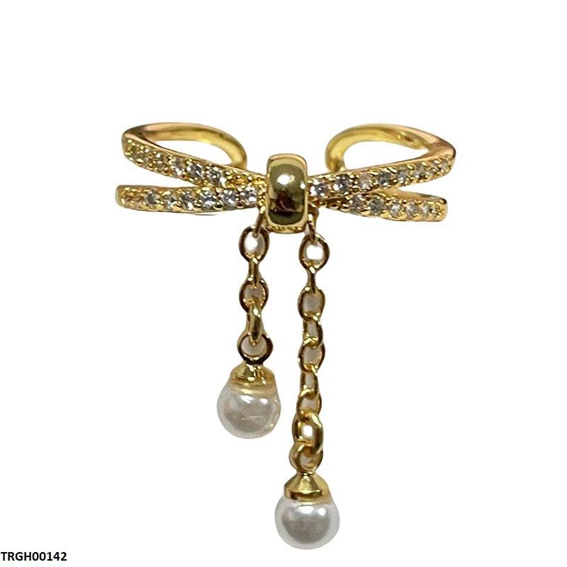 TRGH00142 SJS Pearl Chain Drop Cross Ring Adjustable - TRGH