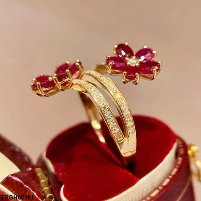 TRGH00161 CJD Double Flower Ring Adjustable - TRGH