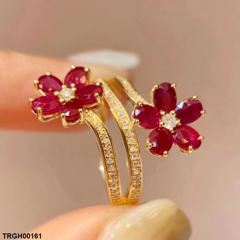 TRGH00161 CJD Double Flower Ring Adjustable - TRGH