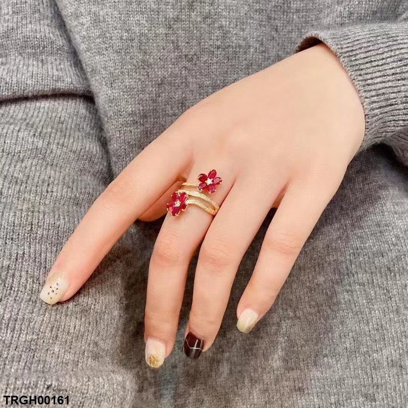 TRGH00161 CJD Double Flower Ring Adjustable - TRGH