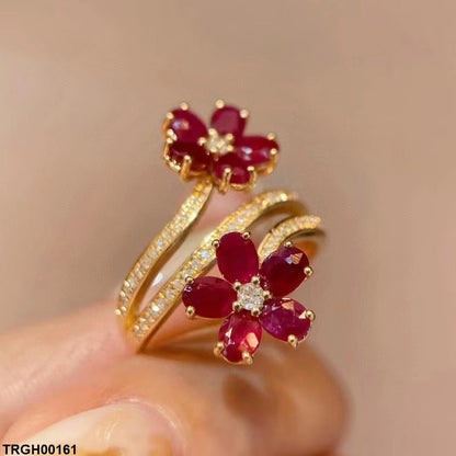 TRGH00161 CJD Double Flower Ring Adjustable - TRGH
