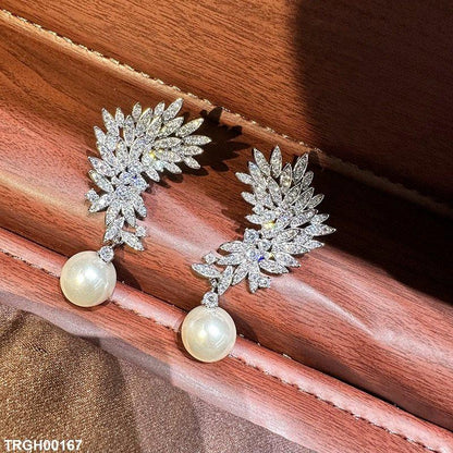 TEDH00431 CSH Leaf Pearl Drop Earrings - TEDH