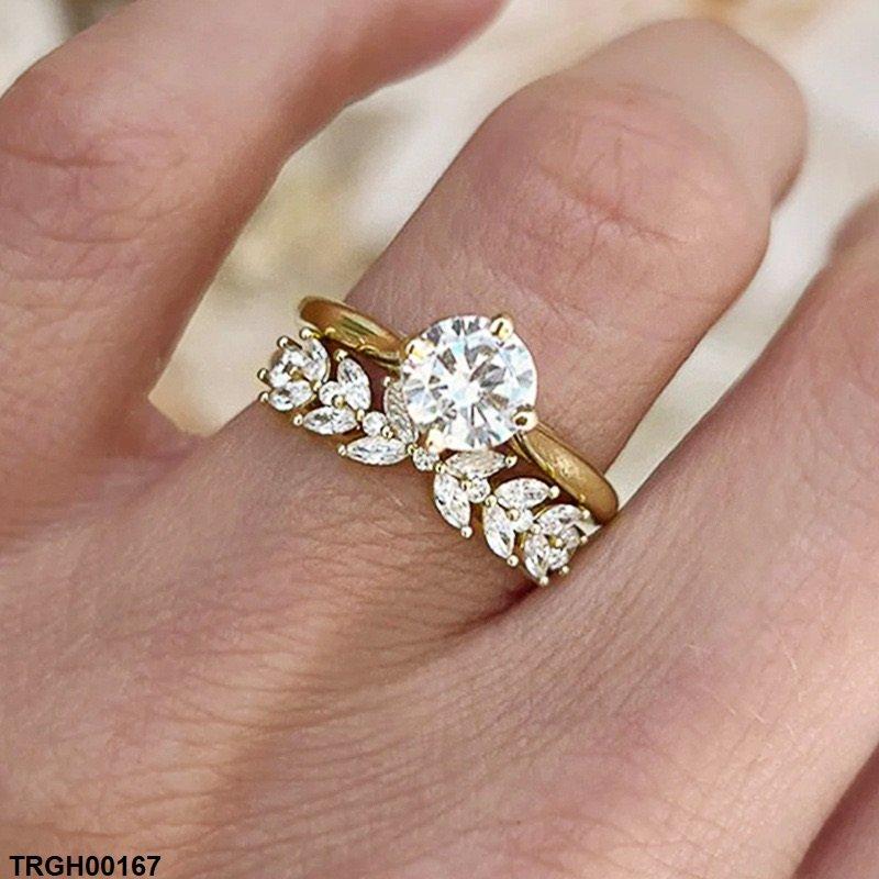 TRGH00167 CSH Round Marquise Couple Ring - TRGH