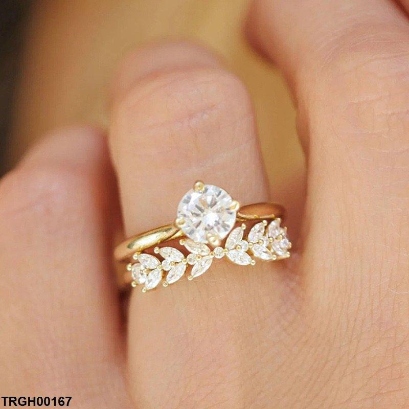 TRGH00167 CSH Round Marquise Couple Ring - TRGH