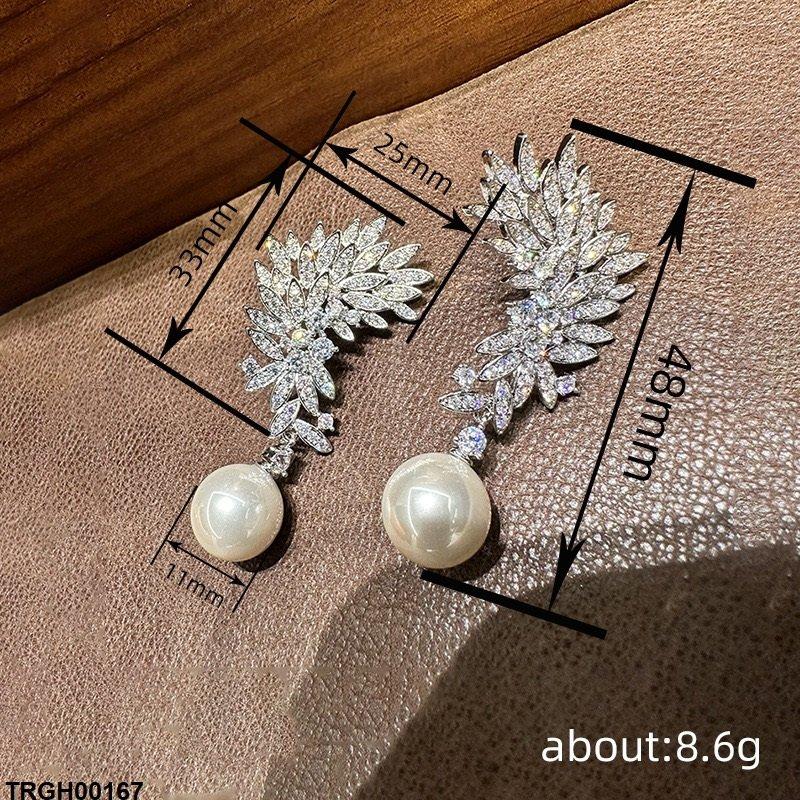 TEDH00431 CSH Leaf Pearl Drop Earrings - TEDH
