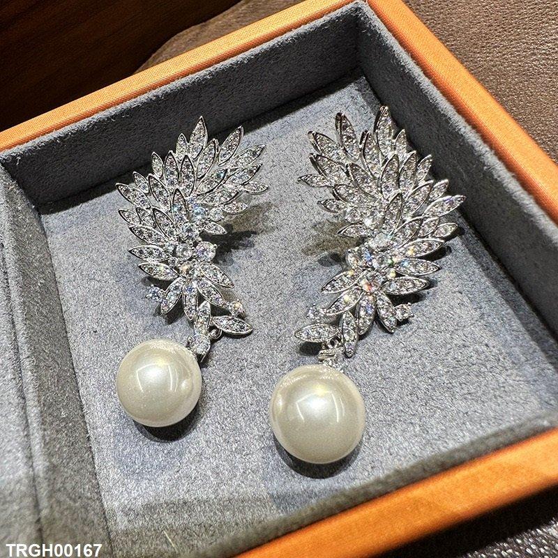 TEDH00431 CSH Leaf Pearl Drop Earrings - TEDH