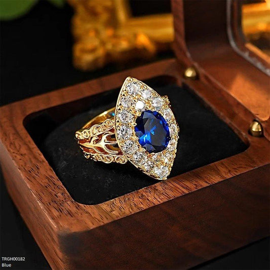 TRGH00182 GWH Oval Blue Sapphire Ring - TRGH