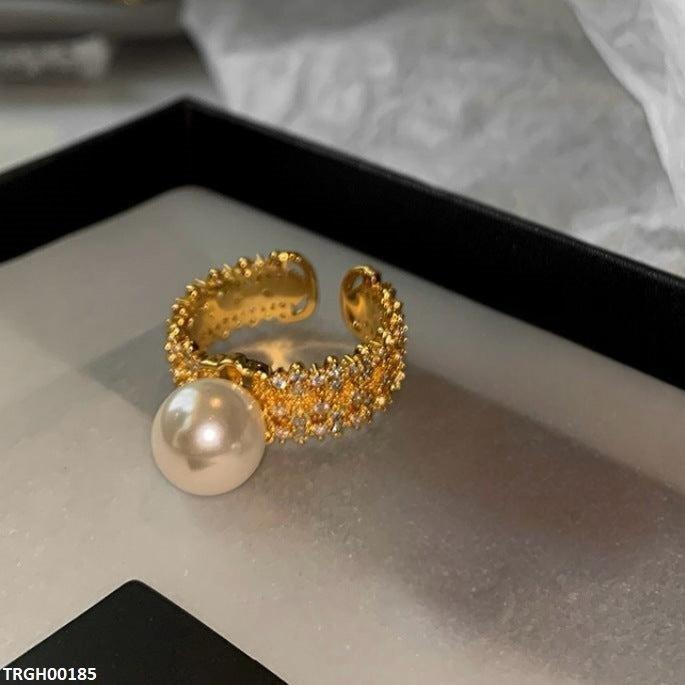 TRGH00185 WNS Imp Pearl Round Ring Adjustable - TRGH