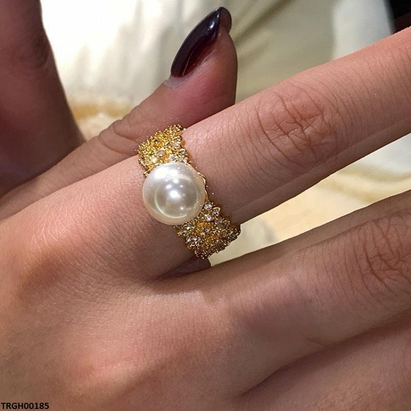TRGH00185 WNS Imp Pearl Round Ring Adjustable - TRGH