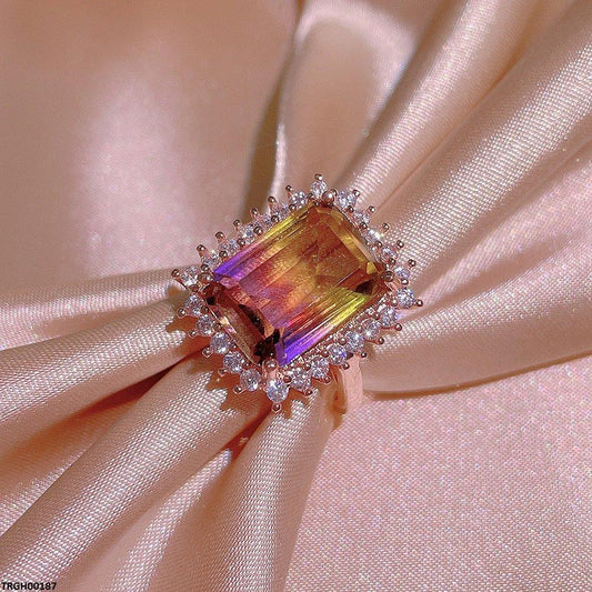TRGH00187 KYC Rectangle Ametrine Ring Adjustable - TRGH