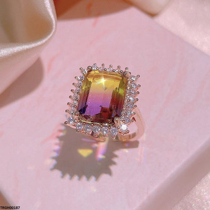 TRGH00187 KYC Rectangle Ametrine Ring Adjustable - TRGH