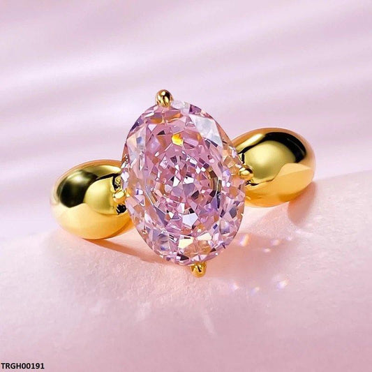 TRGH00191 BJF Pink Oval Stone Adjustable Ring - TRGH