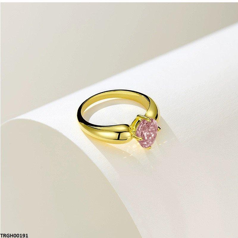 TRGH00191 BJF Pink Oval Stone Adjustable Ring - TRGH