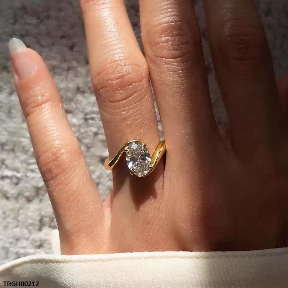 TRGH00212 KRL Oval ZIRCON Stone Ring Adjustable - TRGH