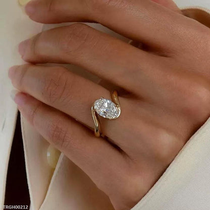 TRGH00212 KRL Oval ZIRCON Stone Ring Adjustable - TRGH