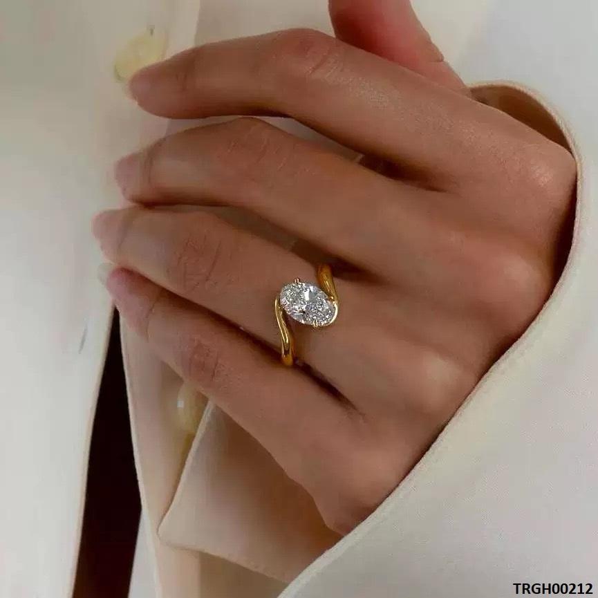 TRGH00212 KRL Oval ZIRCON Stone Ring Adjustable - TRGH