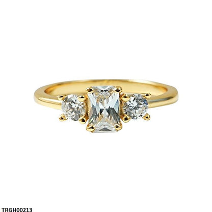 TRGH00213 KRL  Rectangle ZIRCON Stone Ring Adjustable -TRGH