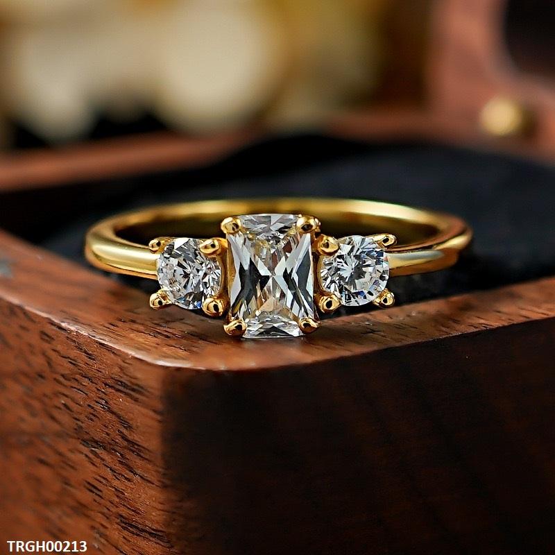 TRGH00213 KRL  Rectangle ZIRCON Stone Ring Adjustable -TRGH