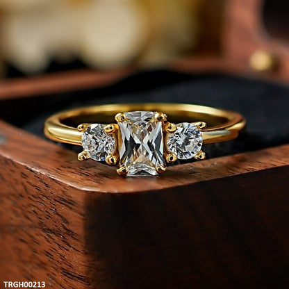 TRGH00213 KRL  Rectangle ZIRCON Stone Ring Adjustable -TRGH