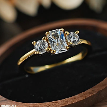 TRGH00213 KRL  Rectangle ZIRCON Stone Ring Adjustable -TRGH