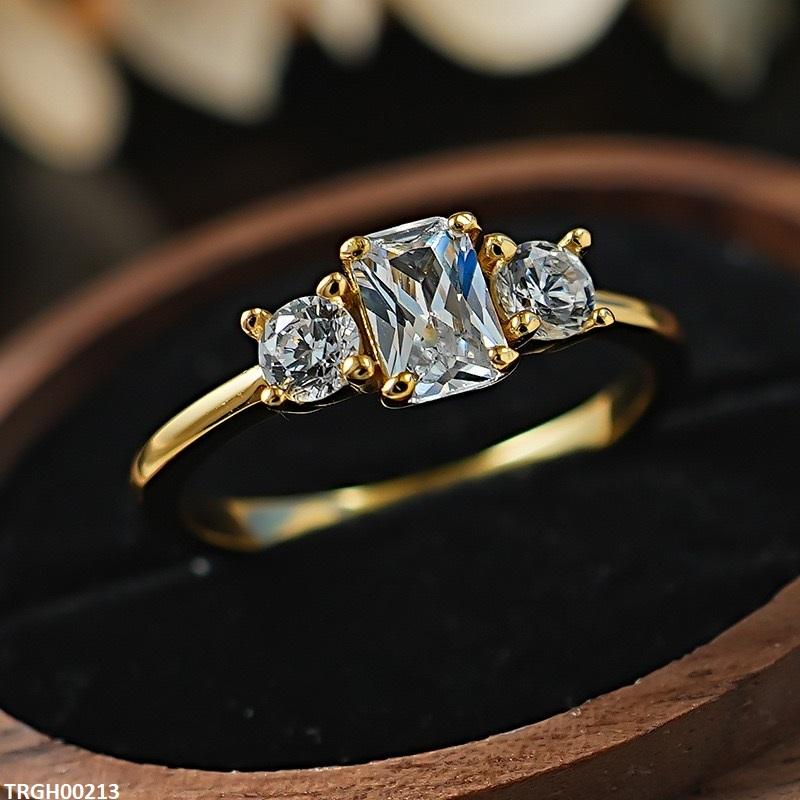 TRGH00213 KRL  Rectangle ZIRCON Stone Ring Adjustable -TRGH