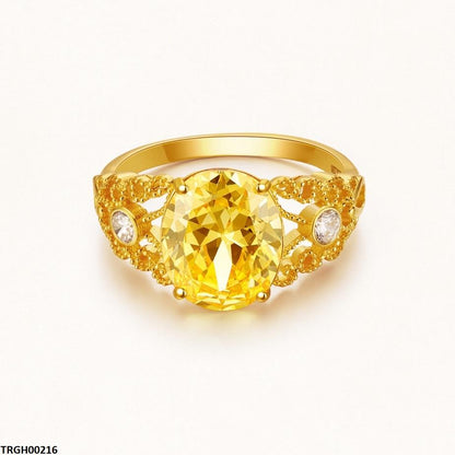TRGH00216 KRL Oval ZIRCON Stone Ring Adjustable -TRGH