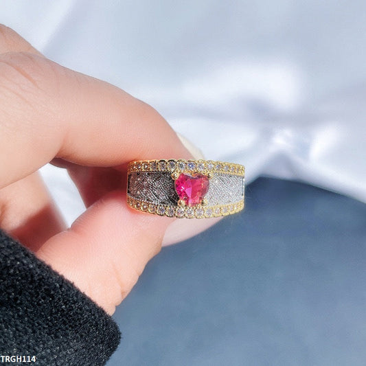 TRGH114 SJS Stylish Red Stone Ring Adjustable
