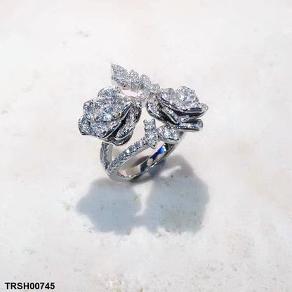 TRSH00745 CJD Doube Flower Ring Adjustable - TRSH