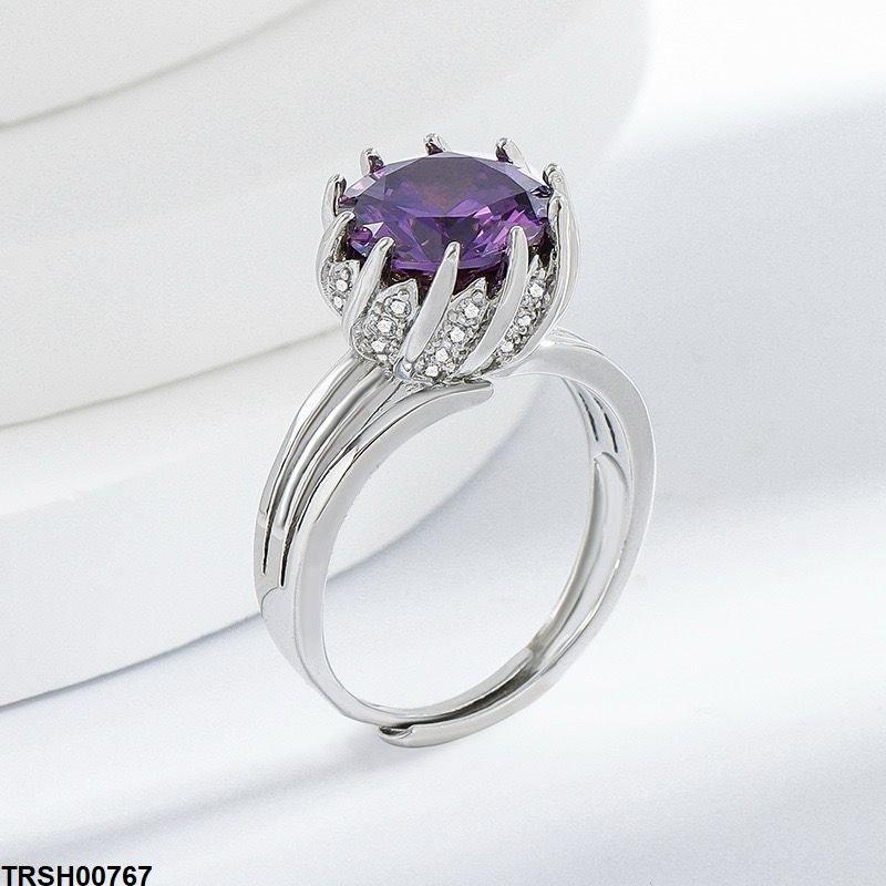 TRSH00767 BLX Round Purple Stone Ring Adjustable - TRSH