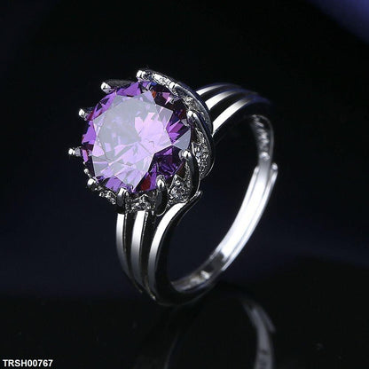 TRSH00767 BLX Round Purple Stone Ring Adjustable - TRSH